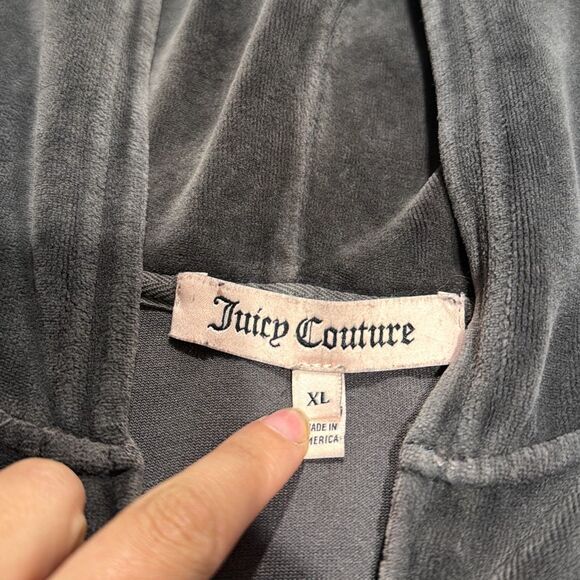 Juicy Couture Velour Gray Track Jacket and Pants Set Outfit L/XL Women EUC 2000s - Picture 3 of 8